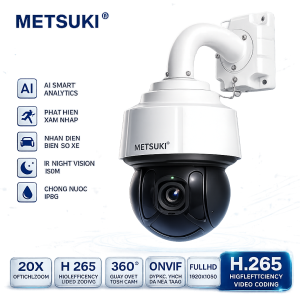 Camera AI PTZ MS-HD8560PTZ tích hợp AI thông minh, zoom quang học, quay quét 360°, chuẩn H.265, ONVIF, IP66, giám sát an ninh 24/7.